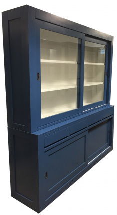 Winkelkast Diemen blauw - wit strak design laden greeploos 2200cm breed - nr. 1