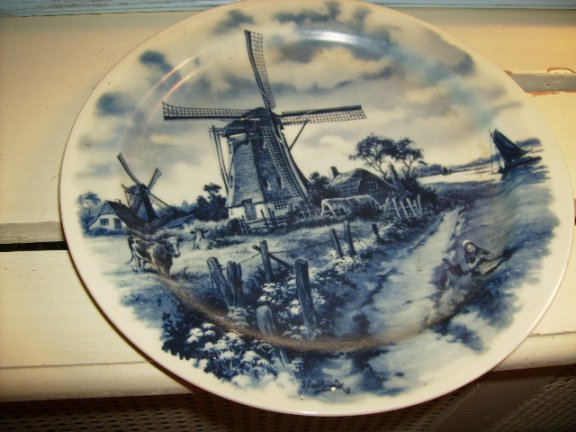 Wandbord, molen, delf's blauw - nr. 1