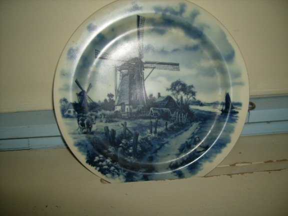 Wandbord, molen, delf's blauw - Afbeelding 2