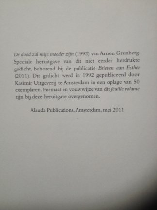 Arnon Grunberg - Brieven aan Esther + insert gedicht "De dood zal mijn moeder zijn" - Afbeelding 4