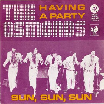 Singel The Osmonds - Having a party / Sun, sun, sun - 1