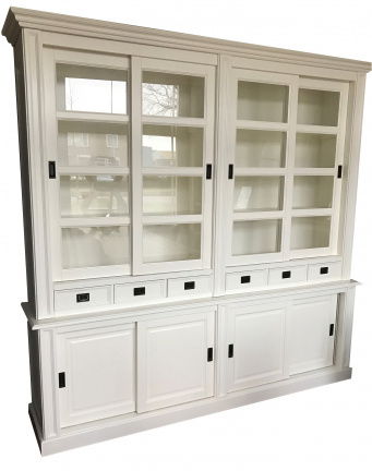 Witte grote buffetkast met schuifdeuren 260cm breed 240cm hoog - nr. 1