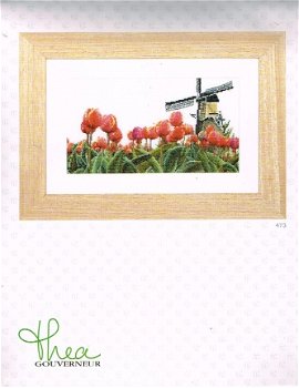 THEA GOUVERNEUR BORDUURPAKKET , MOLEN MET TULPEN 473 - 1