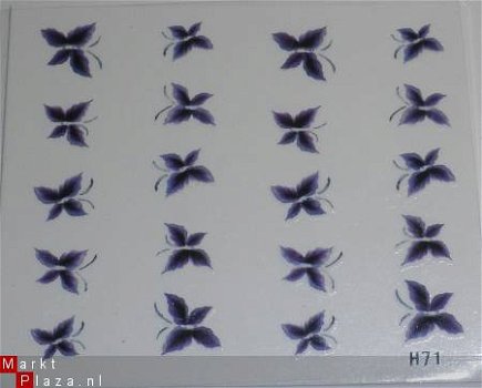 Nagel water Stickers bloem H71 Decals nail art gekleurd - 1