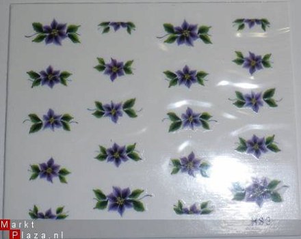 Nagel water Stickers bloem H83 Decals nail art gekleurd - 1