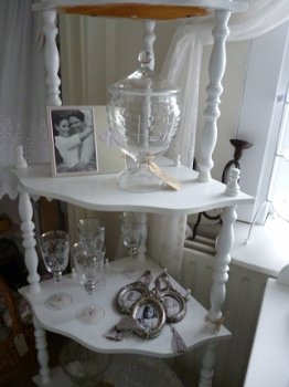 Wit brocante hoek etagere - 2