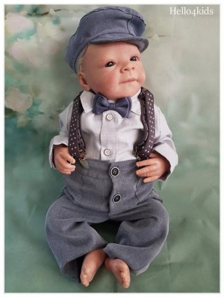 grijs baby kostuumpje bruidsjonker pakje doop doopkleding bretels - nr. 1
