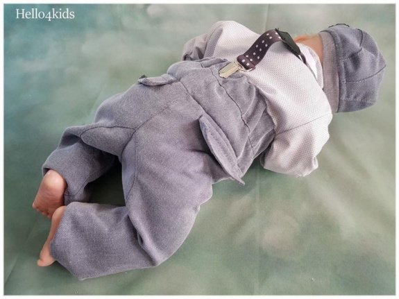 grijs baby kostuumpje bruidsjonker pakje doop doopkleding bretels - Afbeelding 2