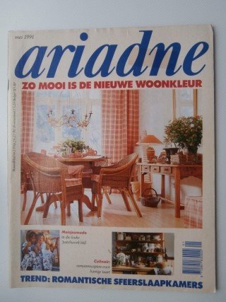 Ariadne nr 5, mei 1991 + merklap in één kleur rood + Borduurpatroon buxus + kindermode - nr. 1