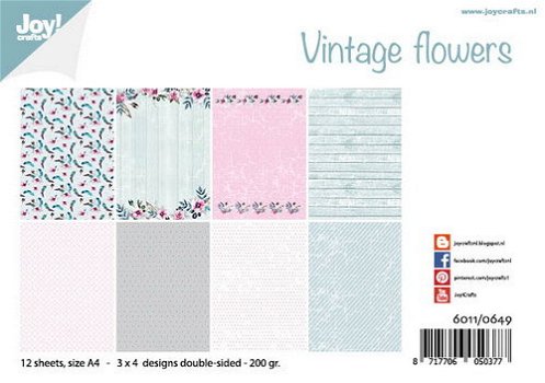 JoyCrafts, Papierset - Vintage Flowers ; 6011/0649 - 1