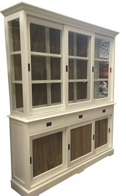 White wash kast met teak achterwand en deuren 180cm