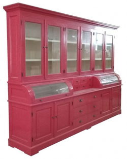 Buffetkast Bastiaan fuchsia - wit 310 x 50/35 x 210cm bolle kleppen