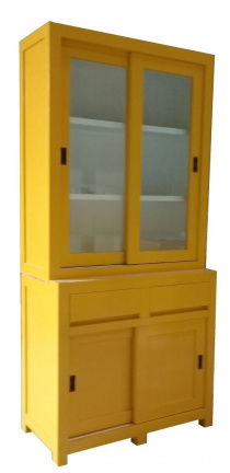 Winkelkast Dimolfetta geel - wit 100 x 50/40 x 215cm greeploos - nr. 1