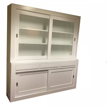 Kast wit strak design greeploos dikke lijsten 200cm breed - nr. 1