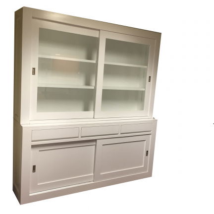 Kast wit strak design greeploos dikke lijsten 200cm breed - nr. 1