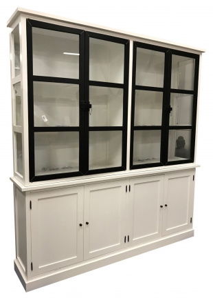 Buffetkast design grijs dichte zijdeuren laden greeploos 240 x 220cm - nr. 1
