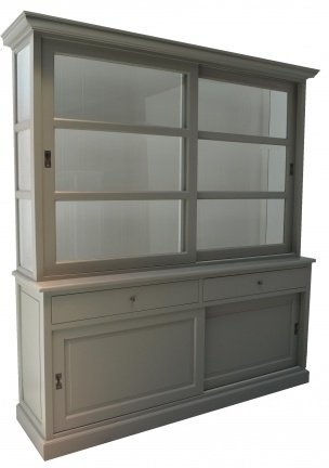 Klassiek engels groene buffetkast 220cm breed schuifdeuren - nr. 1