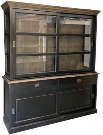 Buffetkast Zaandam zwart 200 x 220cm eiken lijsten en achterwand - nr. 1