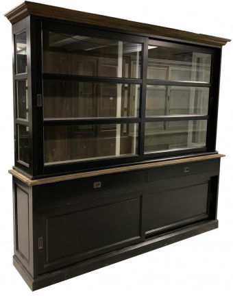 Buffetkast Zaandam zwart - wit 240 x 220cm eiken lijsten en achterwand - nr. 1
