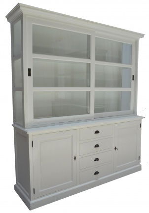 Landelijke sfeervolle witte kast met schuifdeuren 190cm breed - nr. 1