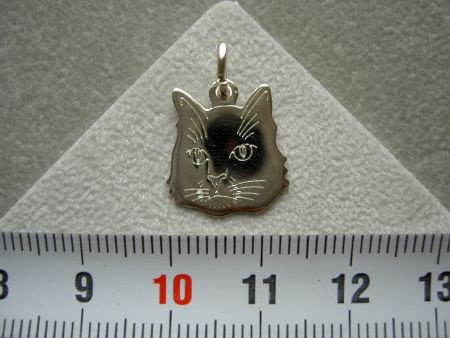 Zilveren poes kat poezenkopje (graveerbaar) - nr. 1