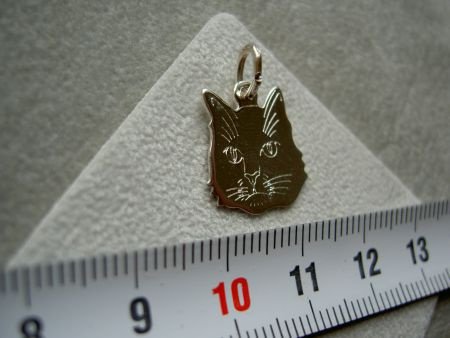 Zilveren poes kat poezenkopje (graveerbaar) - Afbeelding 2