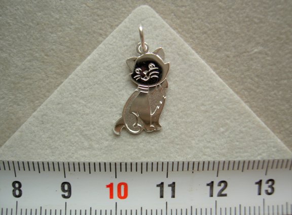 Zilveren poes kat hanger - nr. 1
