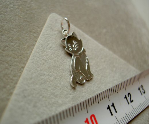 Zilveren poes kat hanger - Afbeelding 2