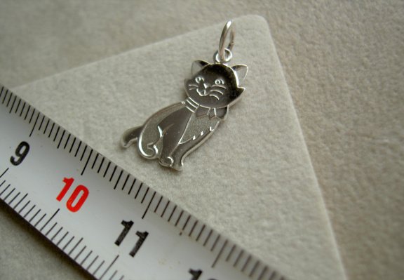 Zilveren poes kat hanger - Afbeelding 3
