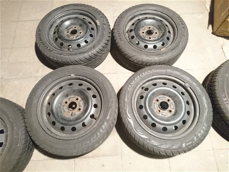 4 Stalen Velgen Winterbanden Honda Jazz Civic CRX 4x100 185/55 R15 - 1