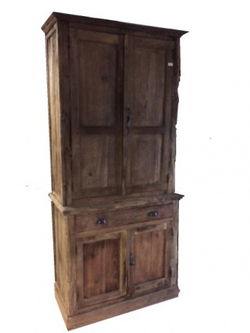Kabinetskast Lemmer robuust teak 90 x 50/40 x 220cm dichte deuren