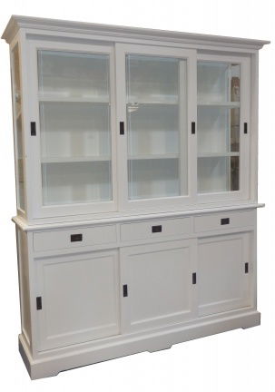 Witte buffetkast 180cm breed zijkant glas gratis bezorgd uit voorraad - nr. 1