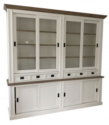 Winkelkast Utrecht wit met eiken lijsten 260 x 50/45 x 240cm - nr. 1