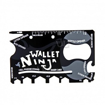 Handige WALLET NINJA TSA 18 in 1 RVS. creditcard multi tool!! - 1