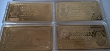 4x 4 Troy Oz 24K .999 layered Gold (goud) USA $ BILL baren!