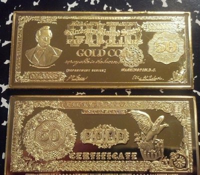4x 4 Troy Oz 24K .999 layered Gold (goud) USA $ BILL baren! - 4