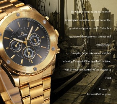 Kronen&Sohne automatic goud Navigator Horloge!! - 2