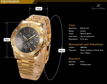 Kronen&Sohne automatic goud Navigator Horloge!! - 3