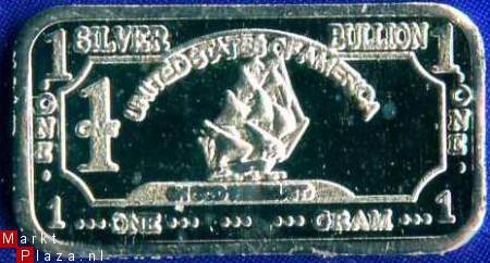 1 Gram puur .999 fijn Zilver baartje,USA IRON SIDES SHIP bar - 1