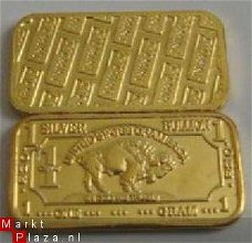 1 Gram puur .999 fijn Zilver/goud baartje,USA Bison bar!!