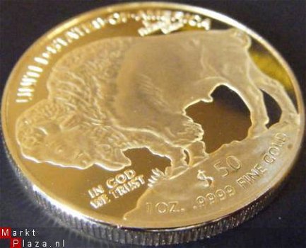 1 Troy Oz 100 Mills 24K .999 gouden $50 Buffalo munt - 3