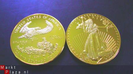 1 Troy Oz 100 Mills 24K gouden $50 Liberty Eagle munt!! - 1