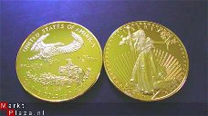 1 Troy Oz 100 Mills 24K gouden $50 Liberty Eagle munt!!