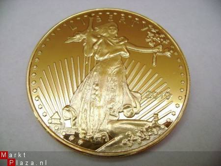 1 Troy Oz 100 Mills 24K gouden $50 Liberty Eagle munt!! - 2
