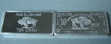 10 gram puur .999 fijn Zilver baartje,USA Bison bar!!