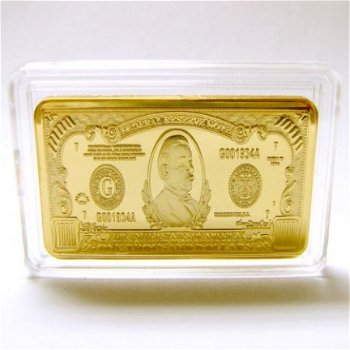 1 Troy Oz 24K .999 layered Gold (goud) USA $1,000 BILL baar! - 1