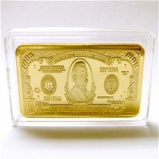 1 Troy Oz 24K .999 layered Gold (goud) USA $1,000 BILL baar!
