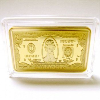 1 Troy Oz 24K .999 layered Gold (goud) USA $2 BILL baar!! - 1