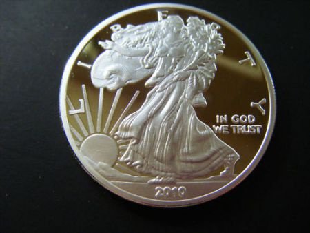 1 Troy Oz 999 layered zilveren WALKING LIBERTY munt verguld!! - 1