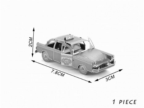 Metalen bouwpakket Taxi auto 3D Laser Cut - 2